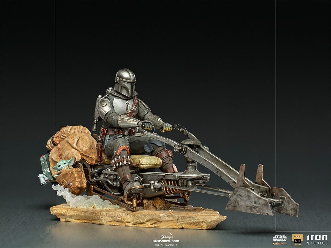 Star Wars The Mandalorian Deluxe Art Scale Statue 1/10 Mandalorian on Speederbike 18 cm