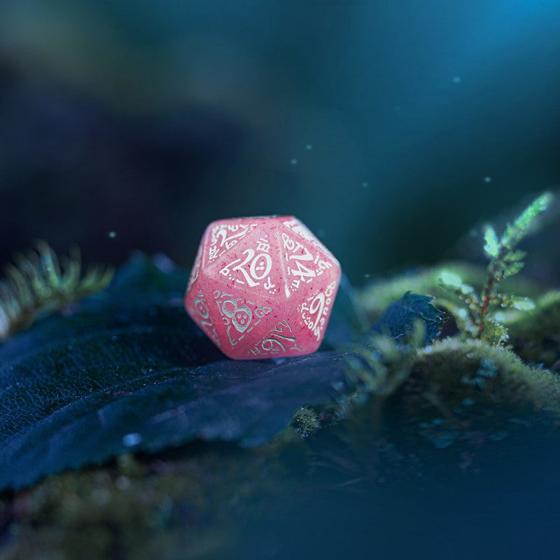 Elvish Shimmering pink & White Dice Set