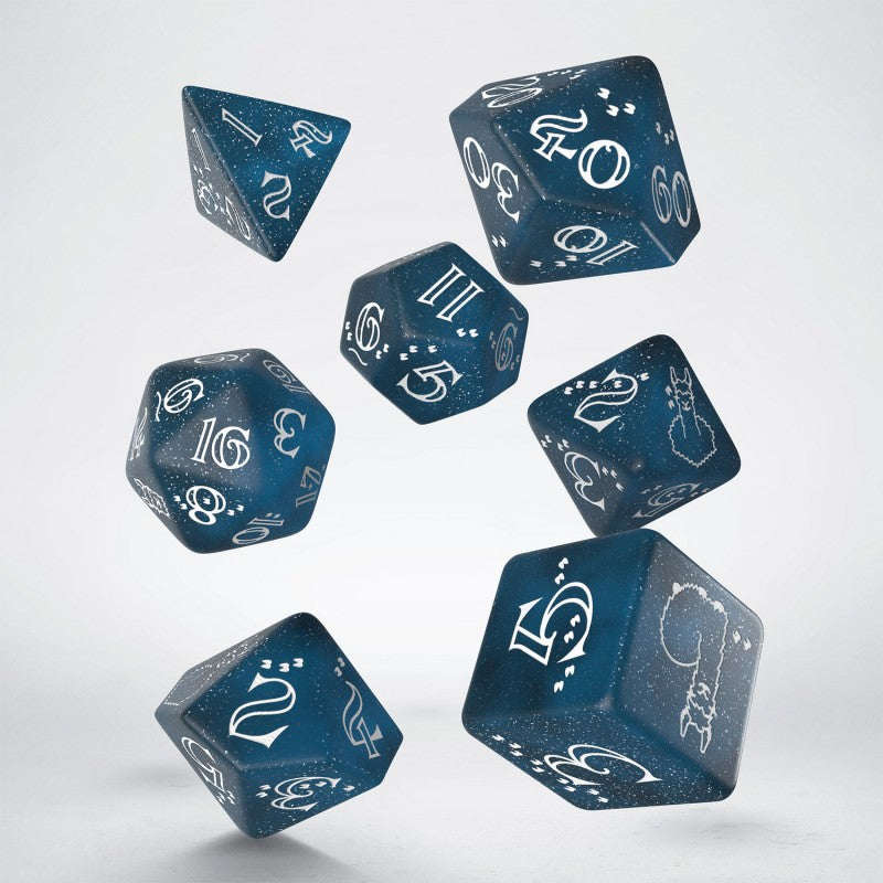 Llama Dice Set: Shimmering - Glittering Dark Blue & White