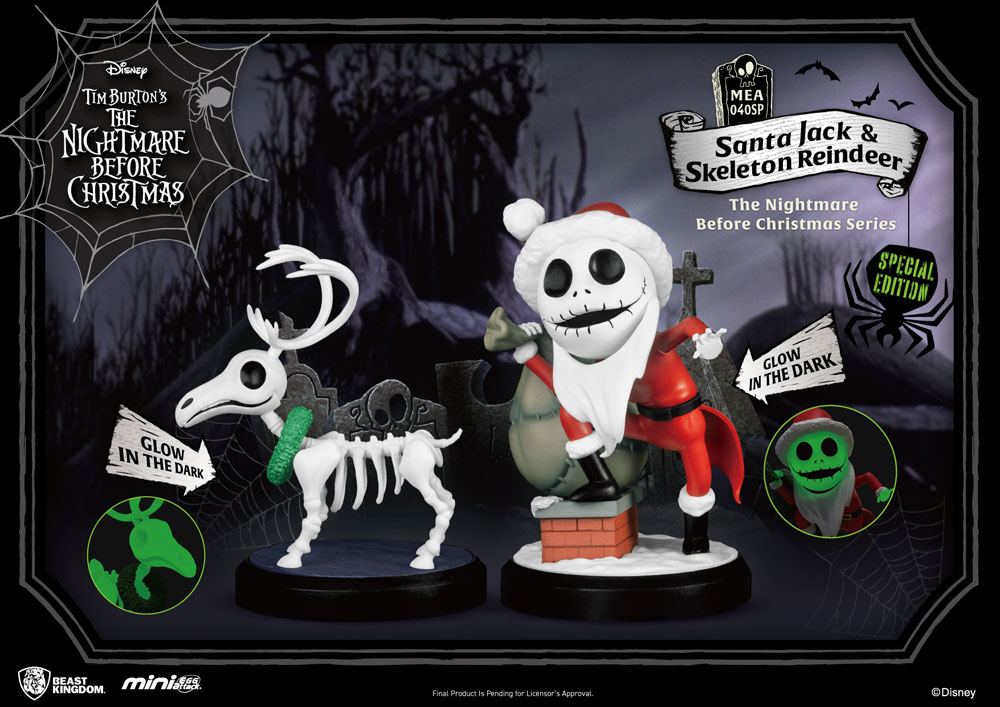 Nightmare Before Christmas Mini Egg Attack Figure 2-Pack Santa Jack & Skeleton Reindeer 8 cm Mini-figur