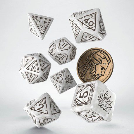 The Witcher Dice set Geralt - White Wolf dice set