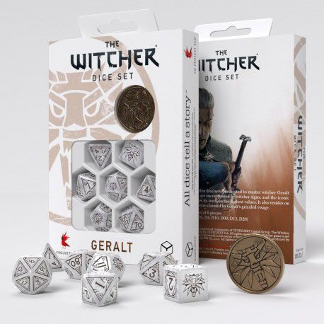 The Witcher Dice set Geralt - White Wolf dice set