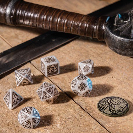 The Witcher Dice set Geralt - White Wolf dice set